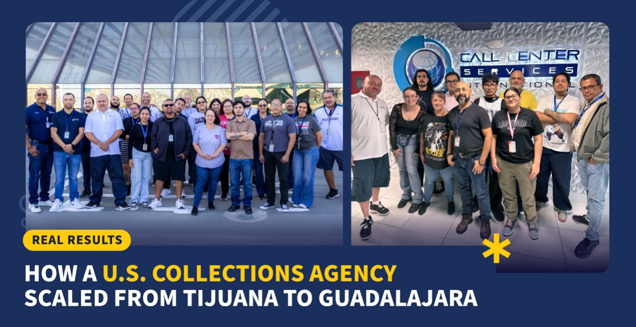 Bilingual nearshore debt collection agents at a CCSI call center in Mexico